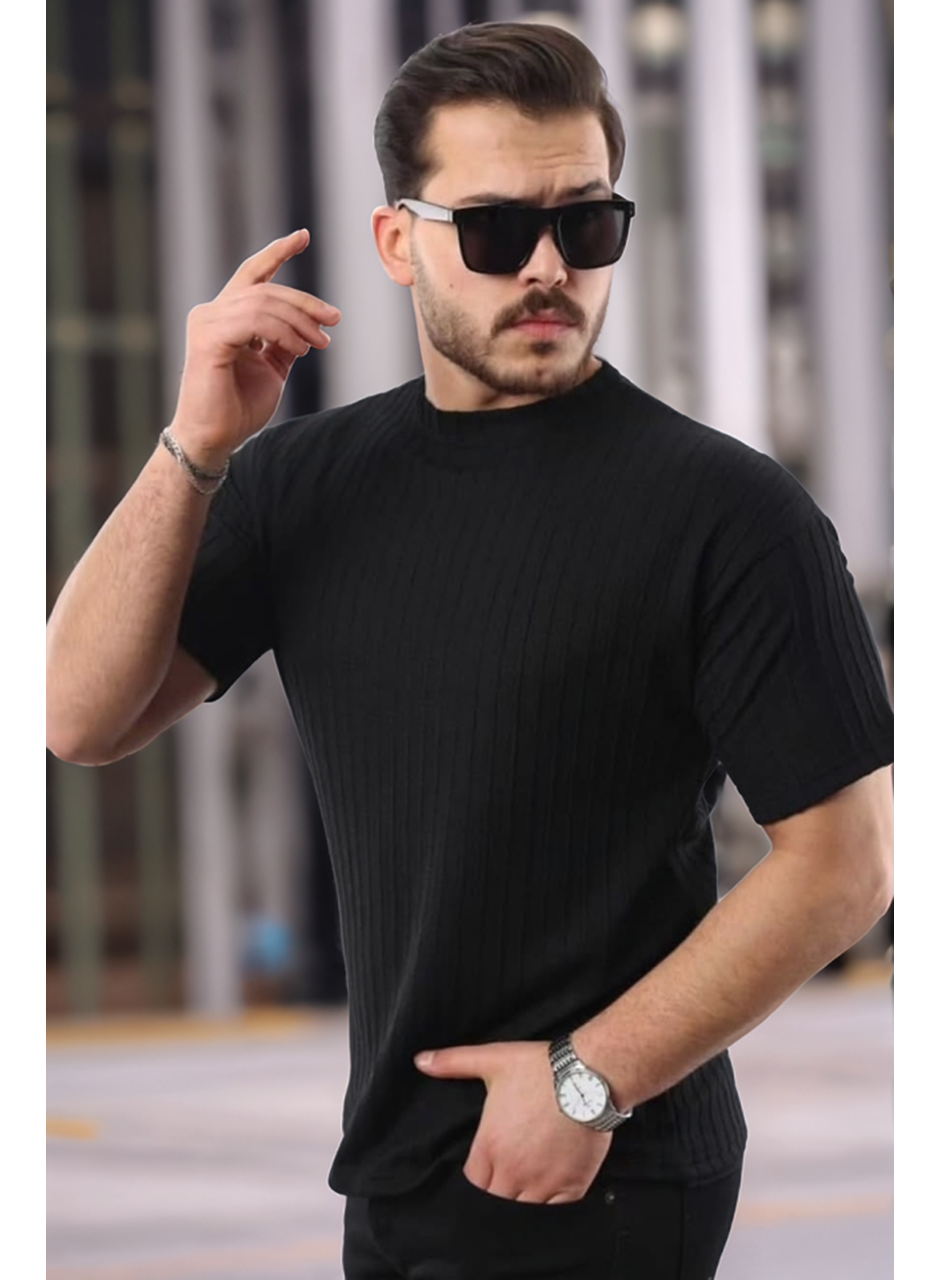 Erkek Kısa Kollu örgü Kumaş Bisiklet Yaka T-shirt