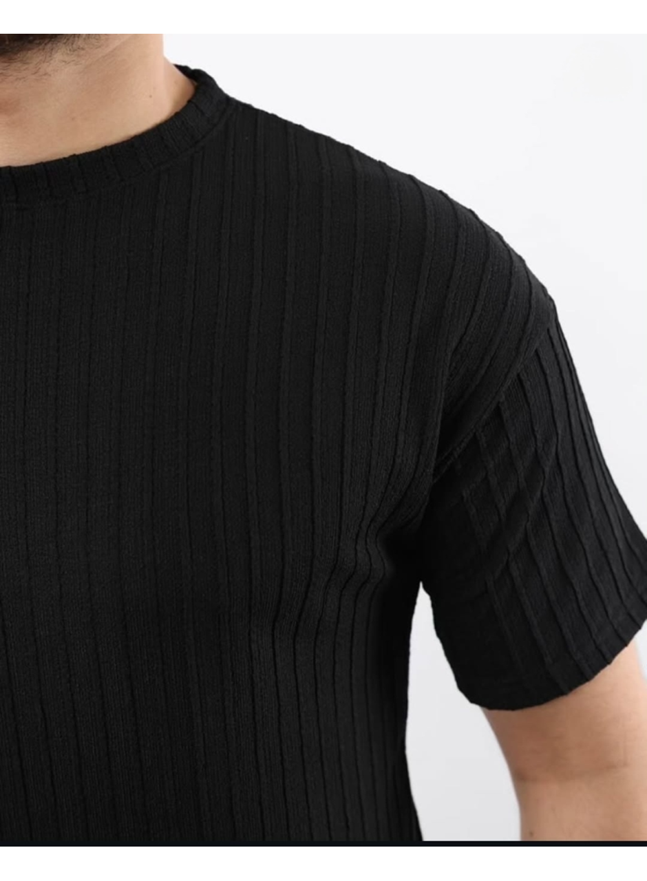 Erkek Kısa Kollu örgü Kumaş Bisiklet Yaka T-shirt