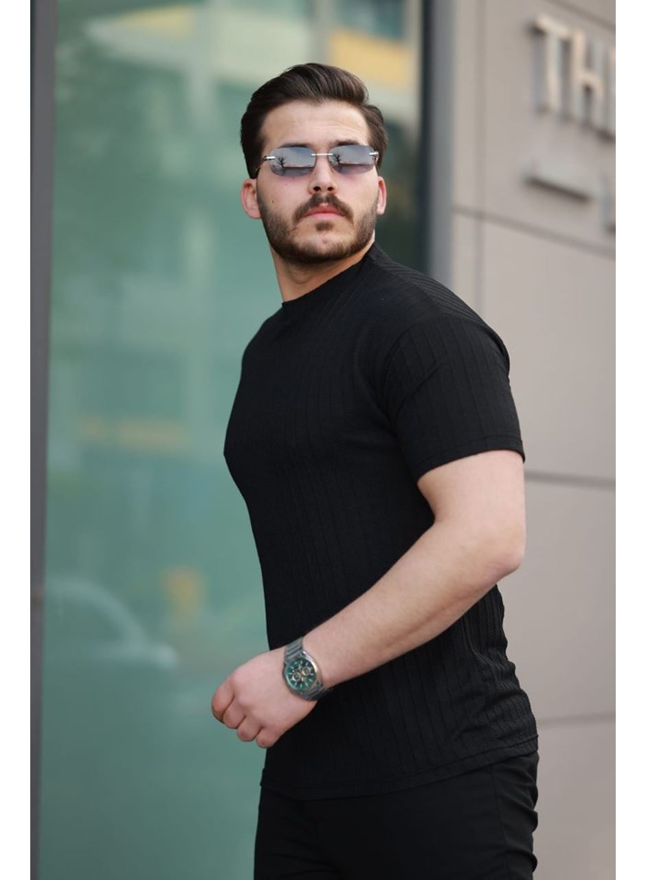 Erkek Kısa Kollu örgü Kumaş Bisiklet Yaka T-shirt