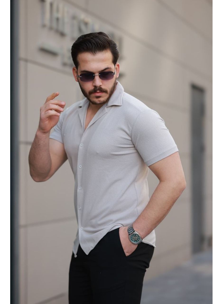 Erkek Kısa Kollu örme Kumaş Pamuklu Gömlek