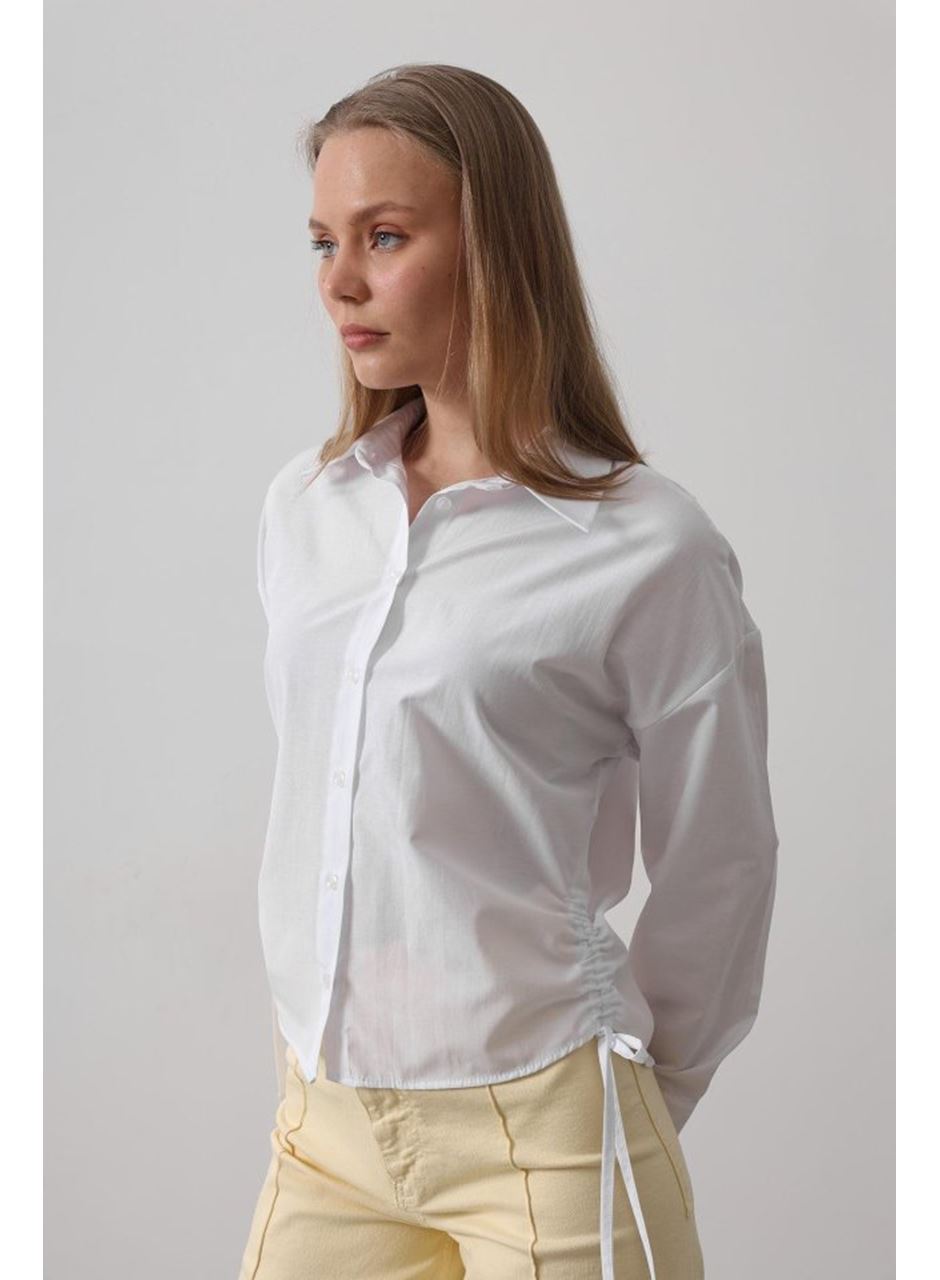 Yanları Bağlamalı Basic Gömlek - Beyaz