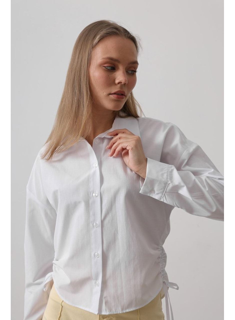 Yanları Bağlamalı Basic Gömlek - Beyaz