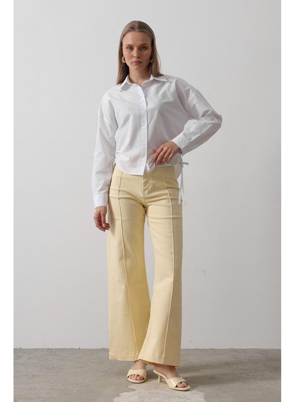 Yanları Bağlamalı Basic Gömlek - Beyaz