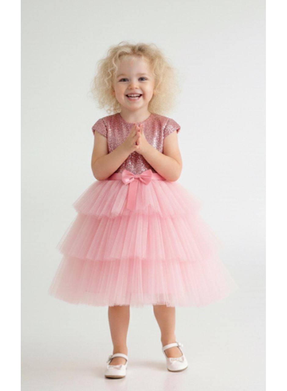 441634 KIZ ÇOCUK PULLU TÜLLÜ ELBİSE