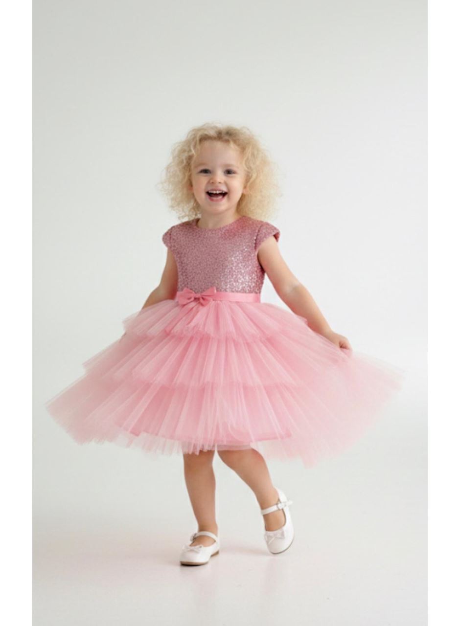 441634 KIZ ÇOCUK PULLU TÜLLÜ ELBİSE