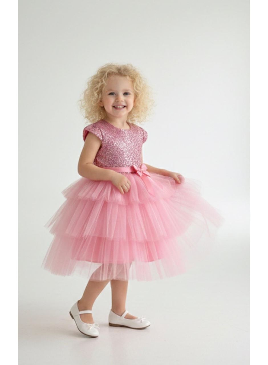 441634 KIZ ÇOCUK PULLU TÜLLÜ ELBİSE