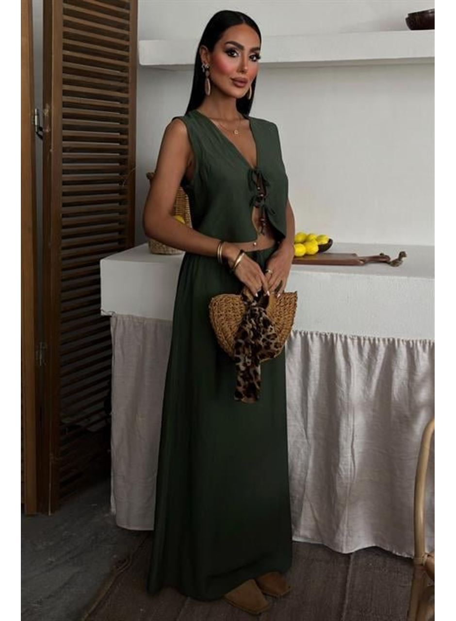 Yelek Önden Bağlamalı Uzun Etekli Takım 10192