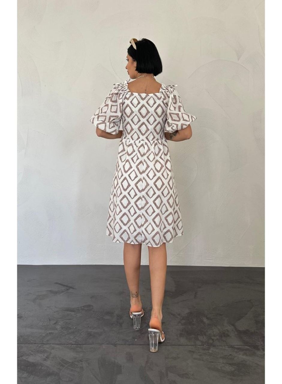 Vizon Kare Desenli Yazlık Elbise