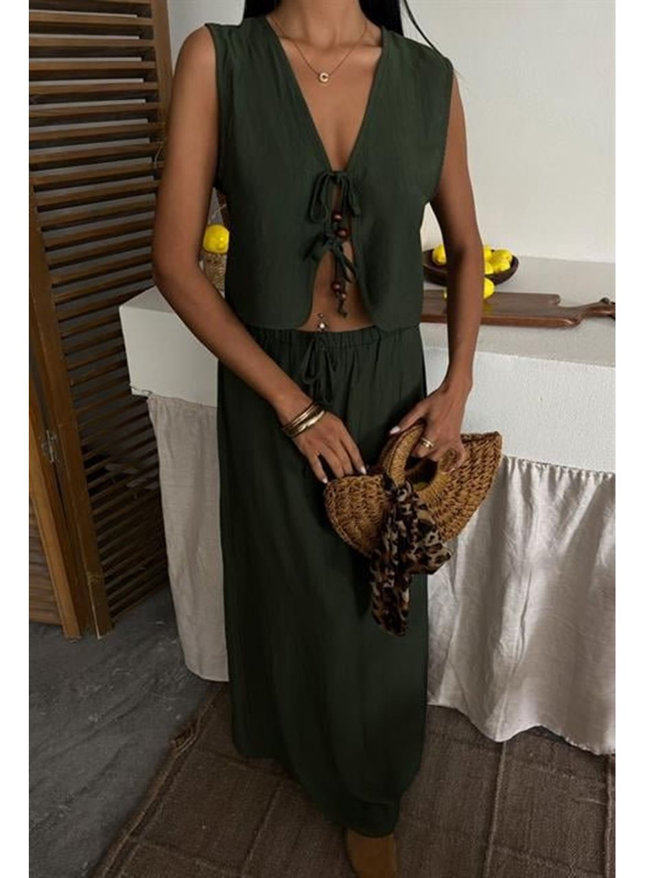 Yelek Önden Bağlamalı Uzun Etekli Takım 10192