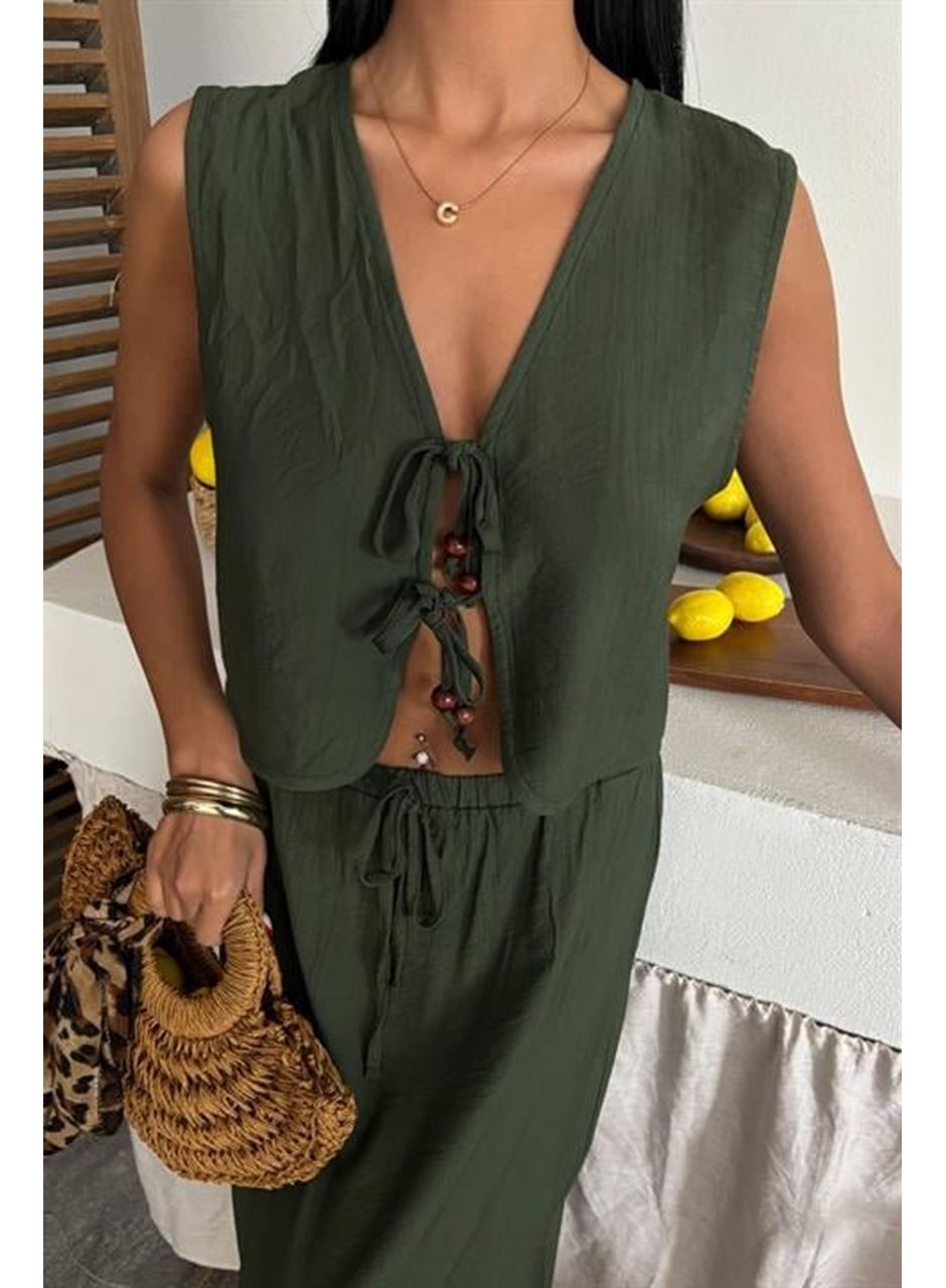 Yelek Önden Bağlamalı Uzun Etekli Takım 10192