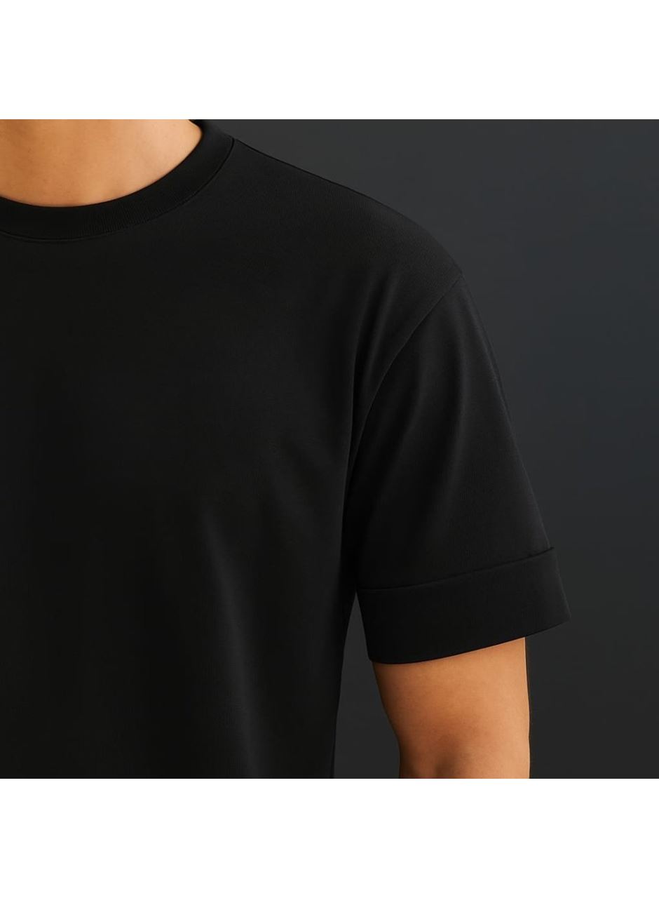 Erkek Basic Oversize Double Face Kumaş Kısa Kollu Tshirt