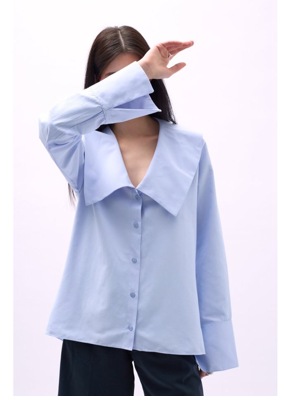 Geniş Yaka Volan Kol Gömlek