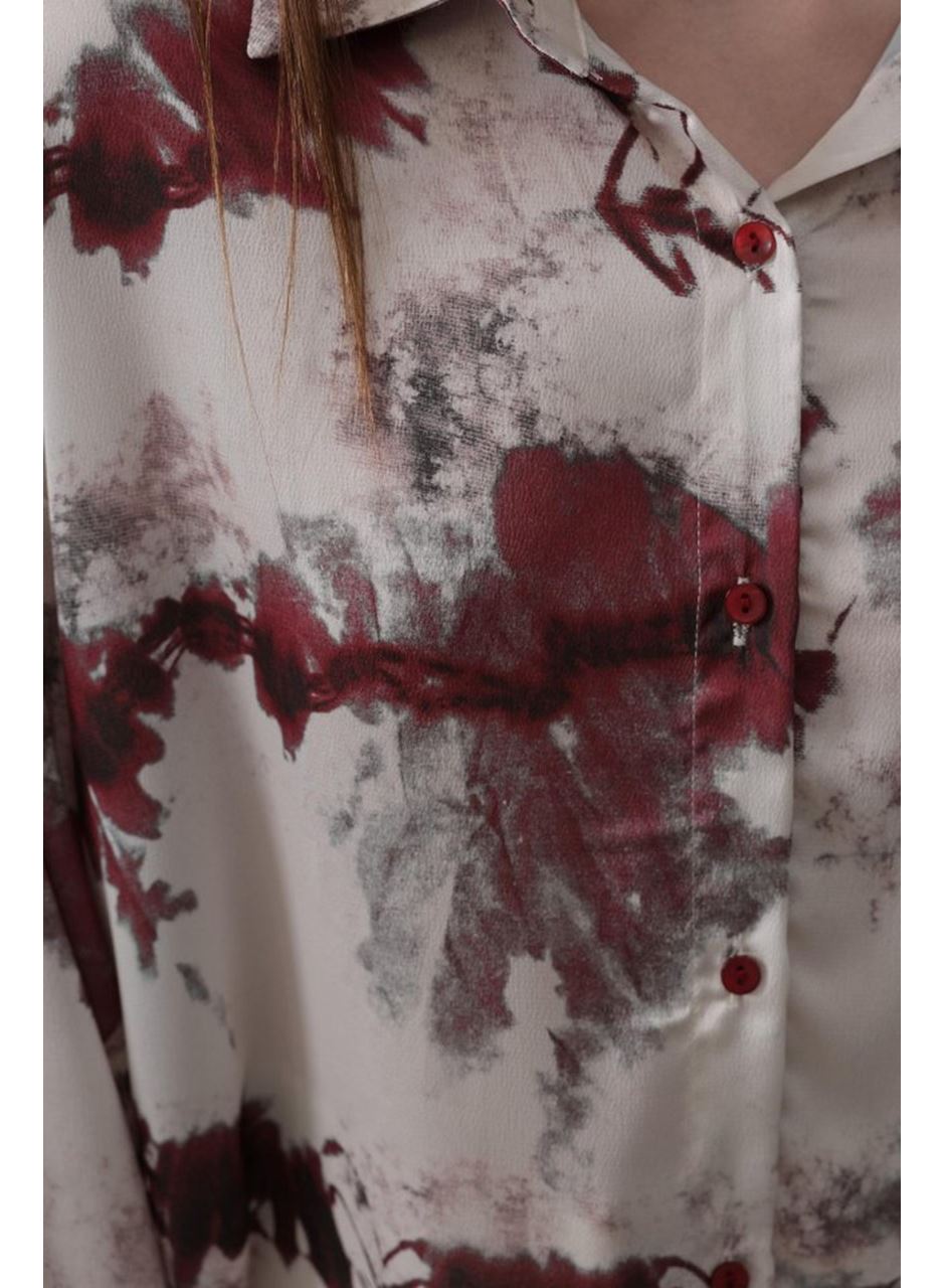 Baskılı Gömlek - Bordo