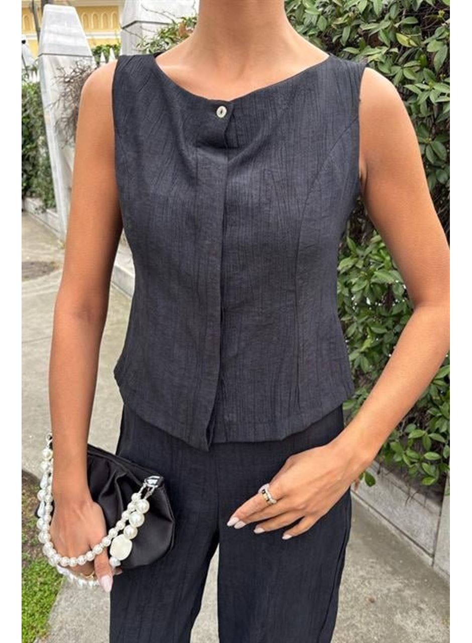 Sıfır Kollu Bluz Batik Desenli Pantolon İkili Takım 10181-08