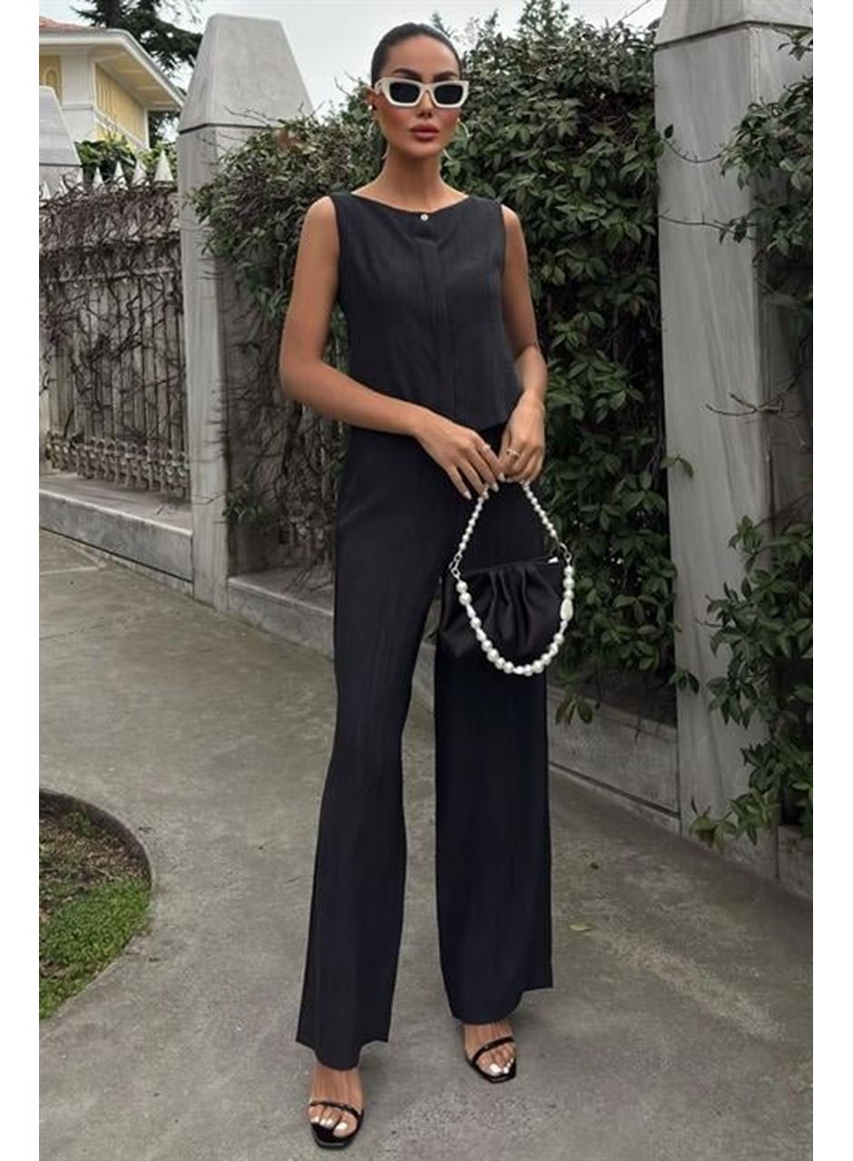 Sıfır Kollu Bluz Batik Desenli Pantolon İkili Takım 10181-08