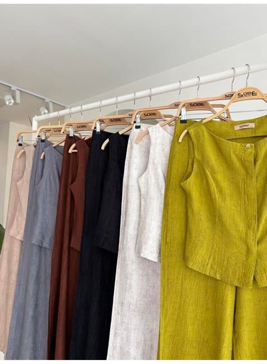 Sıfır Kollu Bluz Batik Desenli Pantolon İkili Takım 10181-08