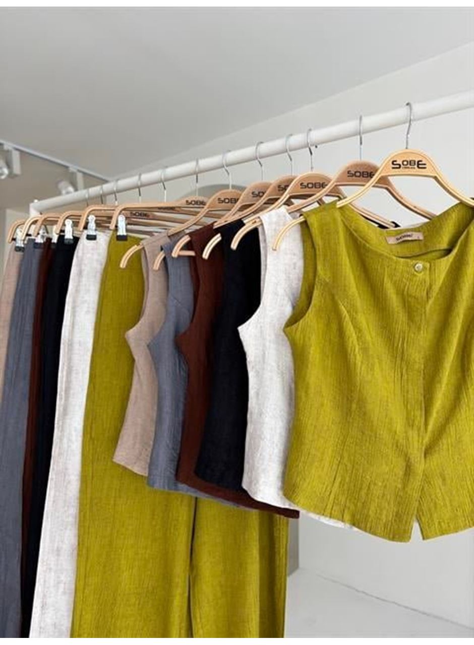 Sıfır Kollu Bluz Batik Desenli Pantolon İkili Takım 10181-08