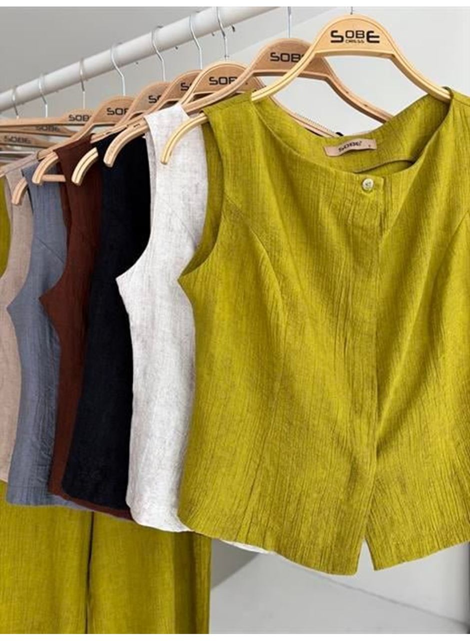 Sıfır Kollu Bluz Batik Desenli Pantolon İkili Takım 10181-08