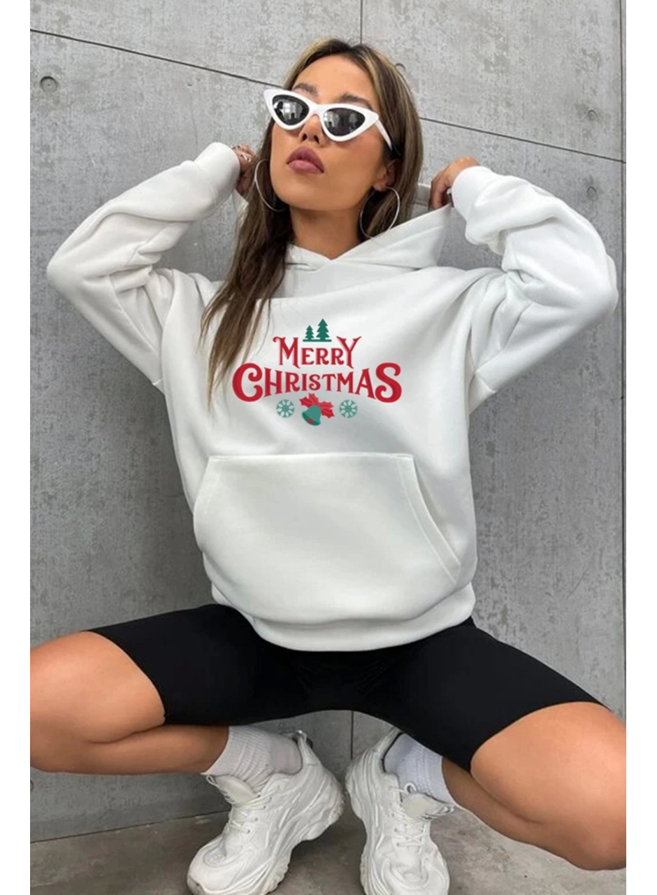 Merry Chrıstmas Sweatshirt - Hodie - Beyaz