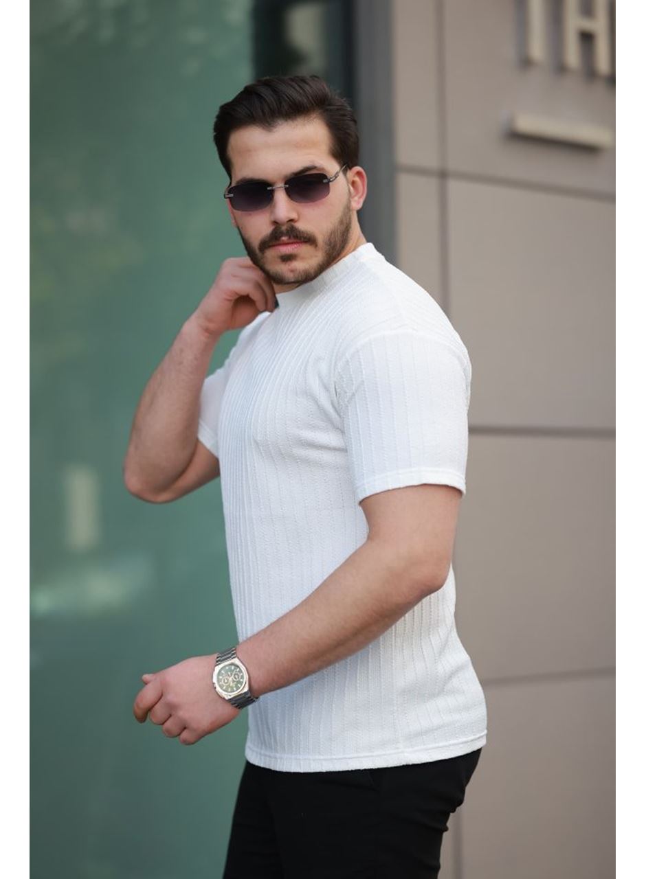 Erkek Kısa Kollu örgü Kumaş Bisiklet Yaka T-shirt