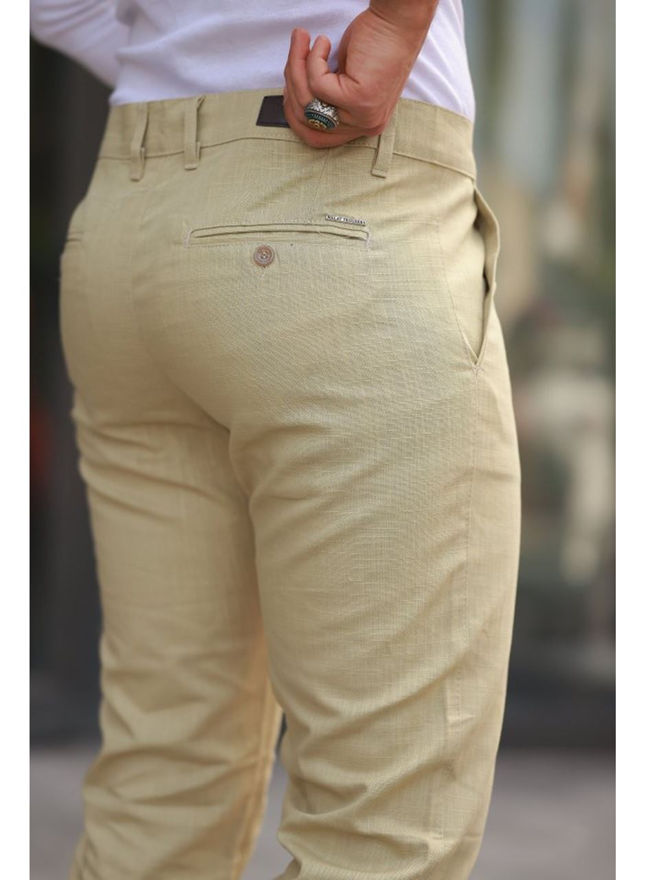 Erkek Rahat Keten Pantolon