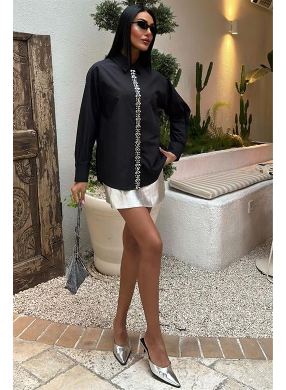 Önü Şerit Taşlı Gömlek 3448