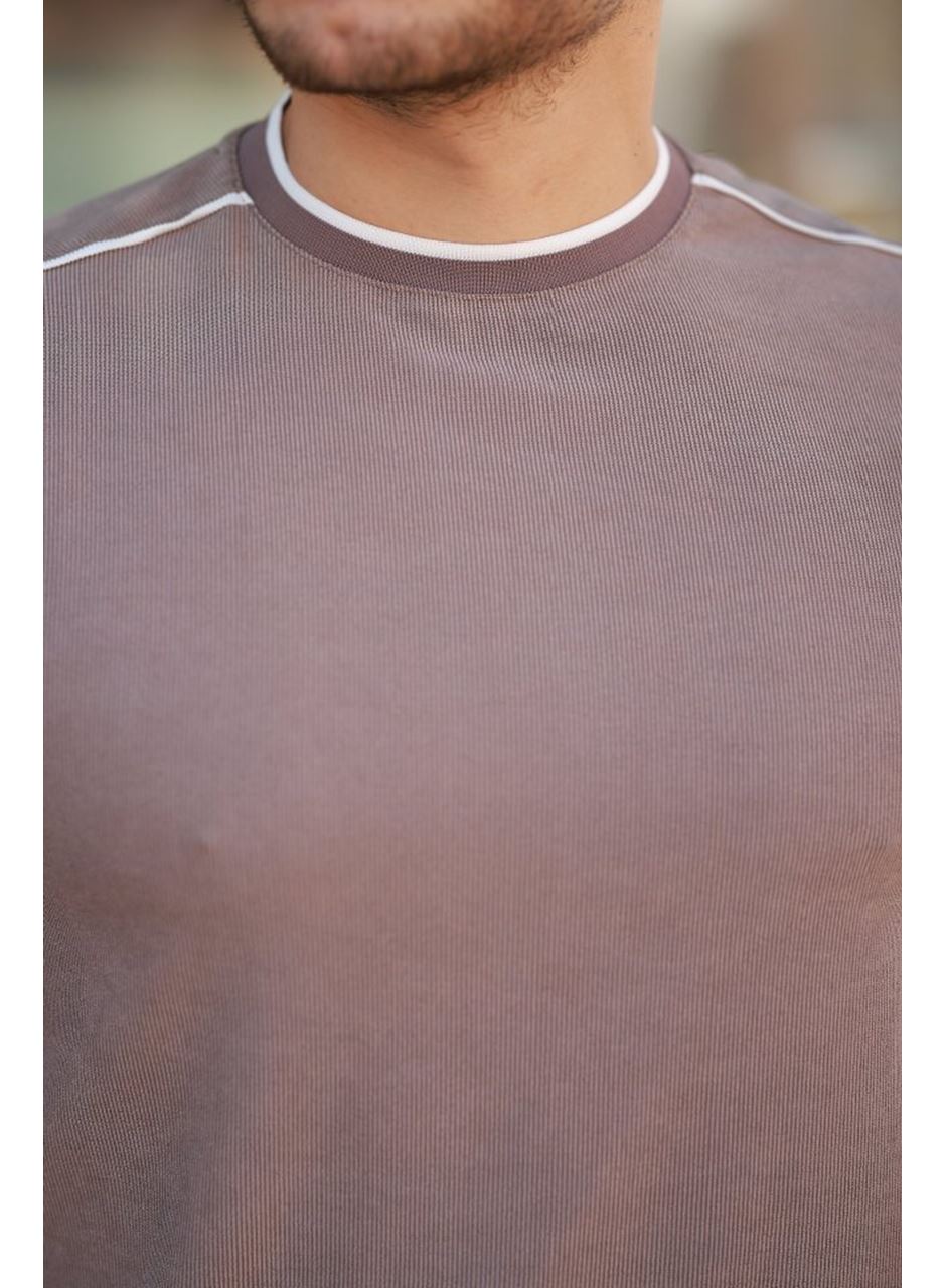 Erkek Omuzlar çizgi Detaylı Kısa Kollu T-shirt