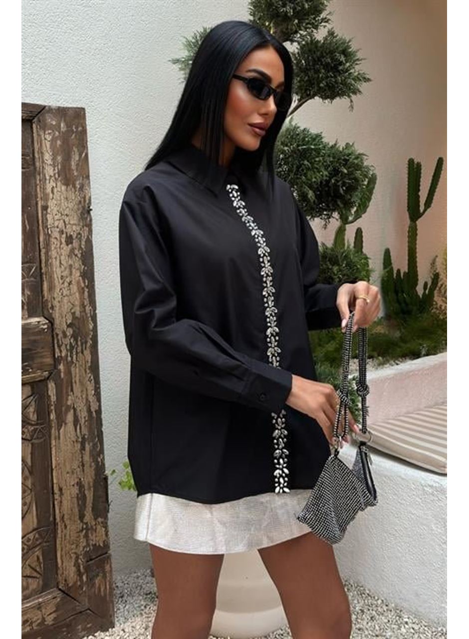 Önü Şerit Taşlı Gömlek 3448