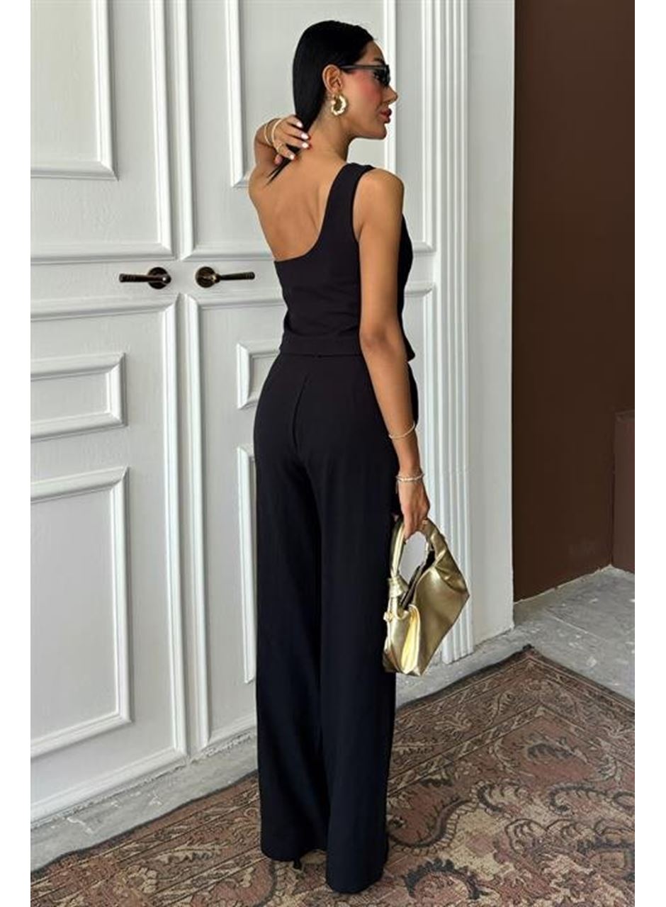 Tek Omuz Büstiyer Plazzo Pantolon Viscon Takım 10159