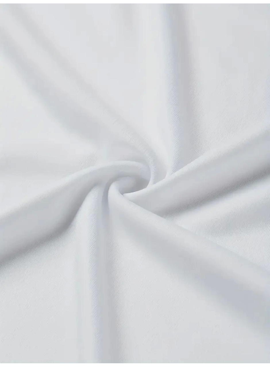 Baskılı Oversize Bisiklet Yaka T-shirt - Beyaz