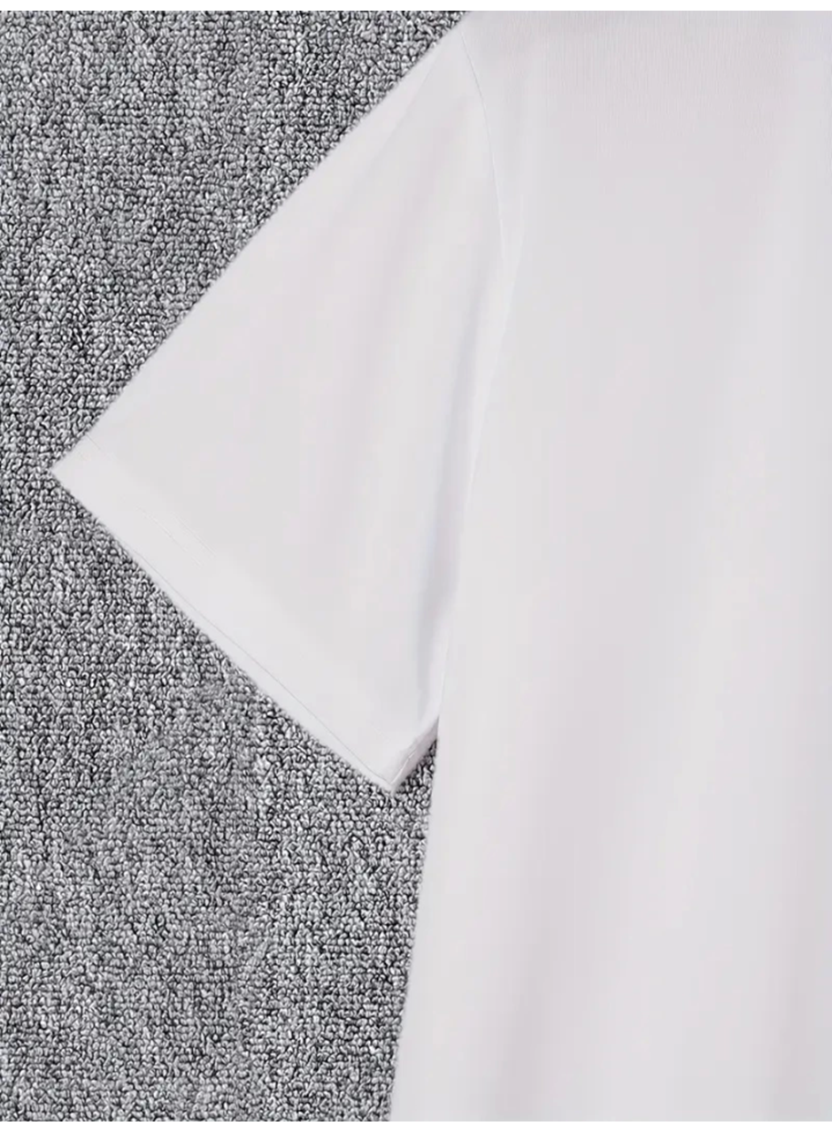 Baskılı Oversize Bisiklet Yaka T-shirt - Beyaz