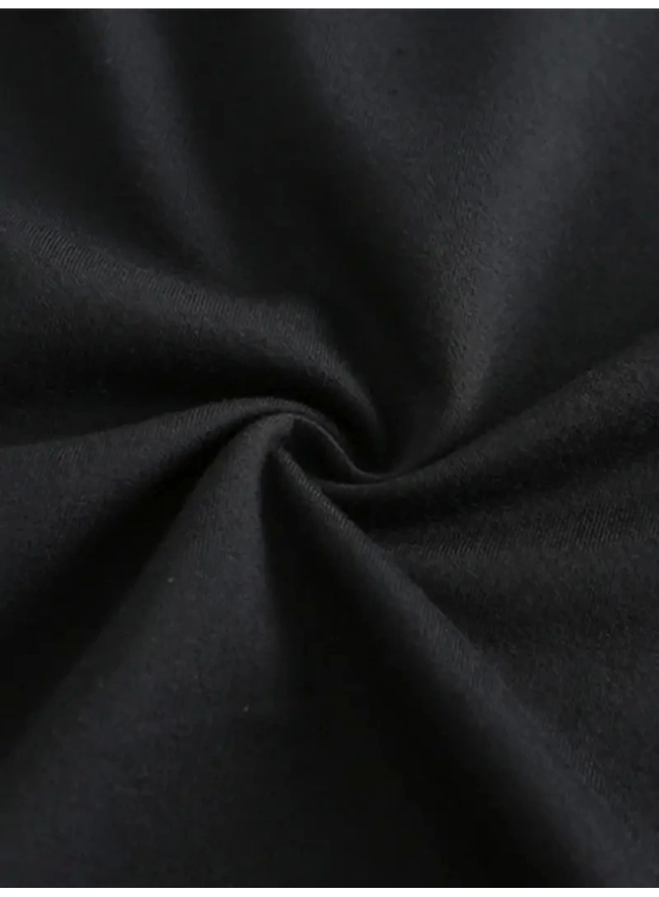 Baskılı Oversize Bisiklet Yaka T-shirt - Siyah