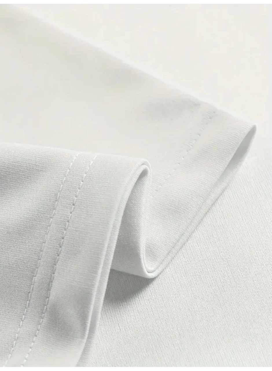 Baskılı Oversize Bisiklet Yaka T-shirt - Beyaz