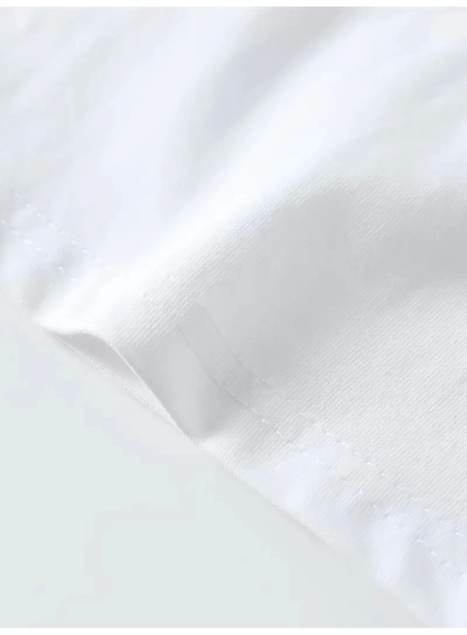 Baskılı Oversize Bisiklet Yaka T-shirt - Beyaz