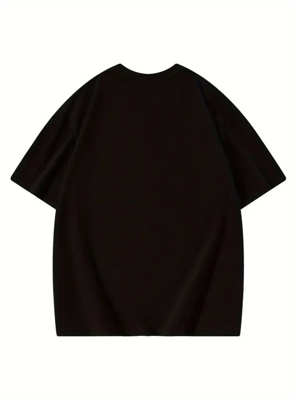 Thousand Baskılı Oversize Bisiklet Yaka T-shirt - Siyah