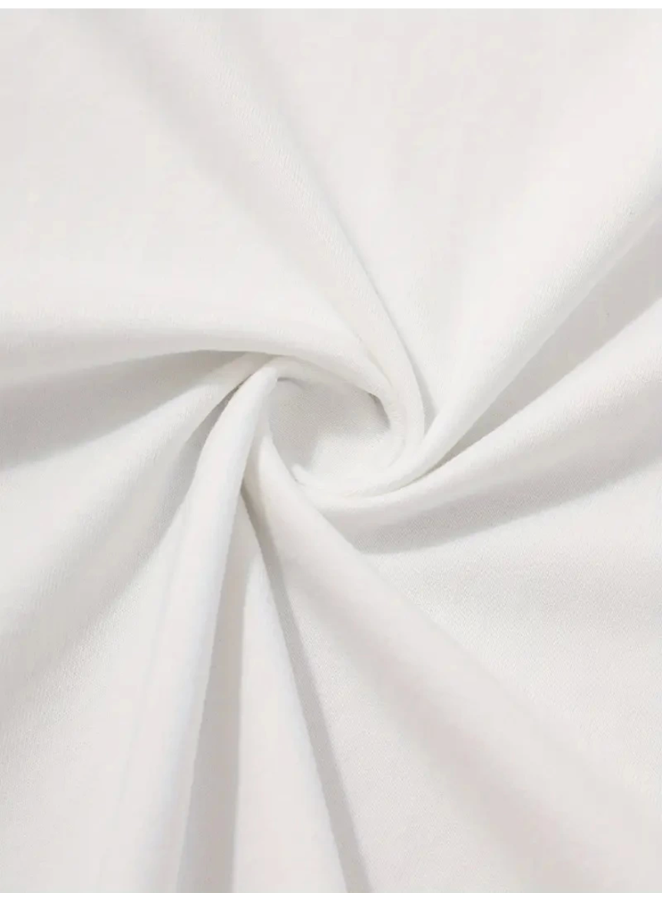 Baskılı Oversize Bisiklet Yaka T-shirt - Beyaz