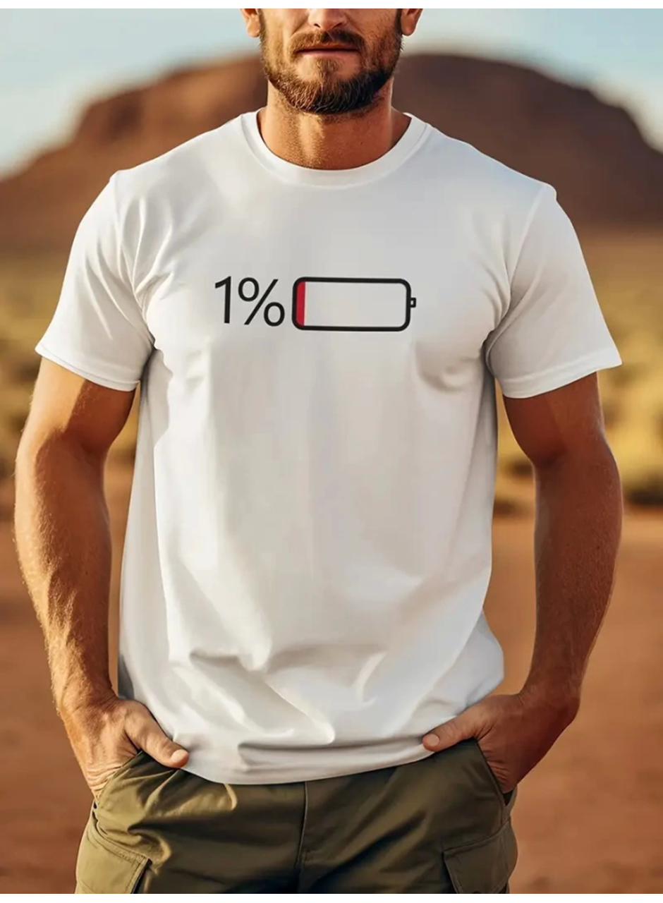 Baskılı Oversize Bisiklet Yaka T-shirt - Beyaz