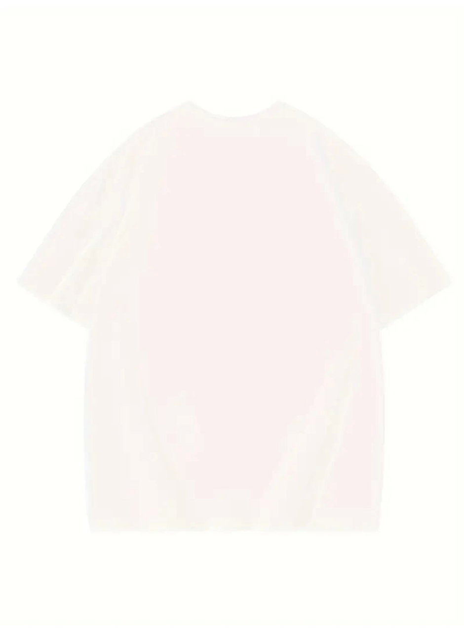 Thousand Baskılı Oversize Bisiklet Yaka T-shirt - Beyaz