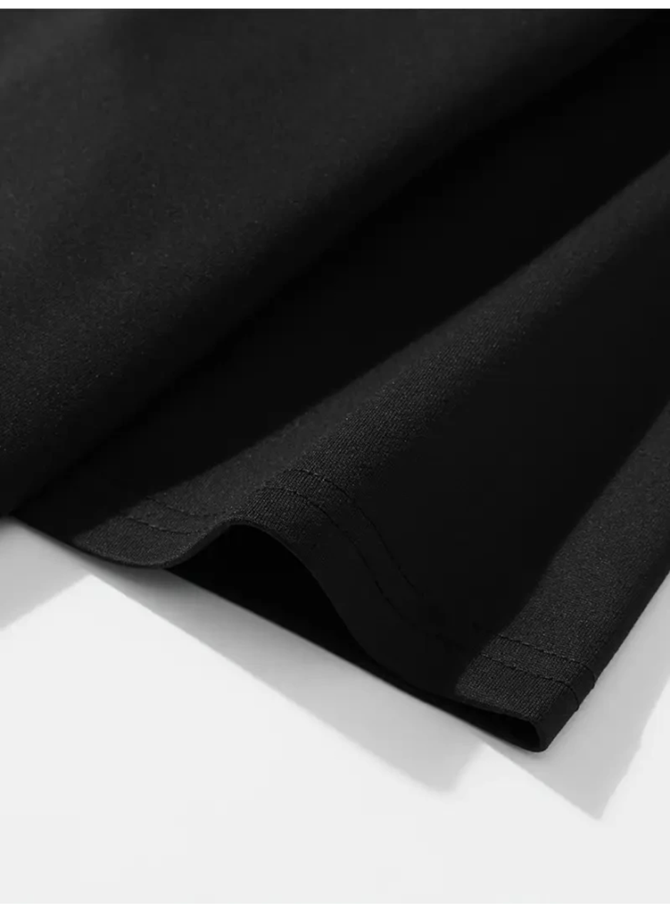 Baskılı Oversize Bisiklet Yaka T-shirt - Siyah