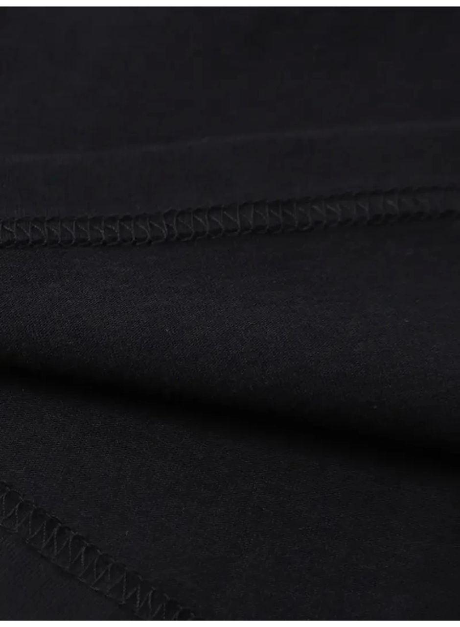 Baskılı Oversize Bisiklet Yaka T-shirt - Siyah