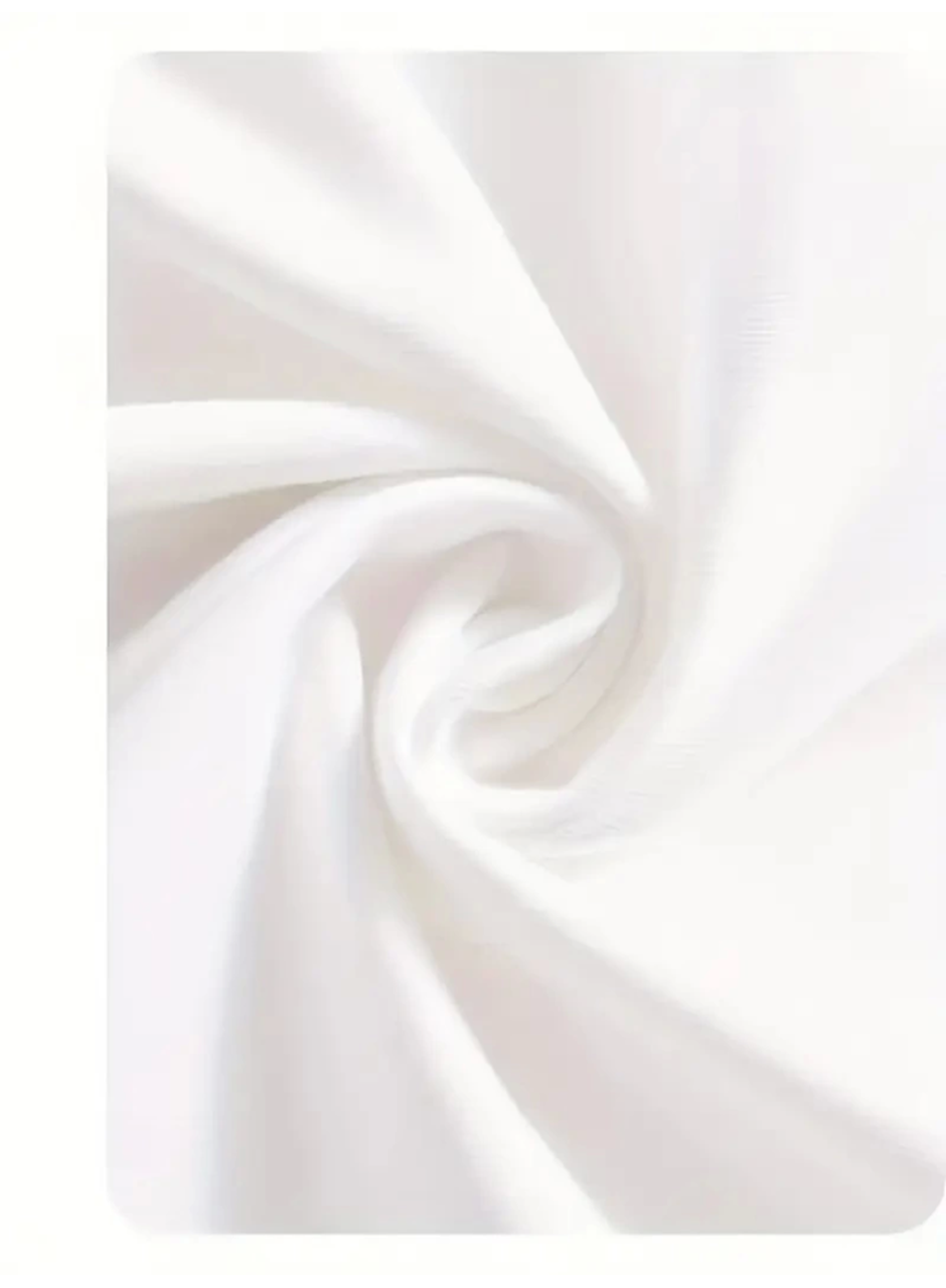 Baskılı Oversize Bisiklet Yaka T-shirt - Beyaz