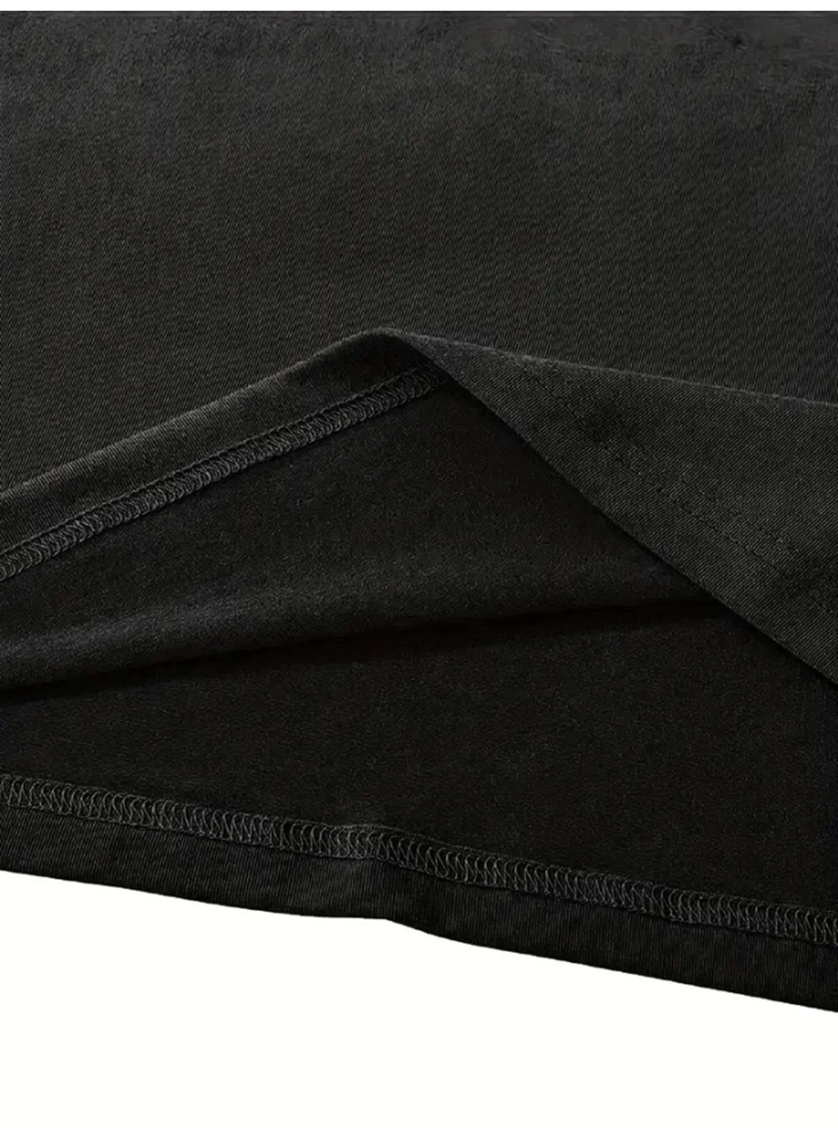 Fiyonk Baskılı Siyah Oversize Unisex T-shirt- Siyah