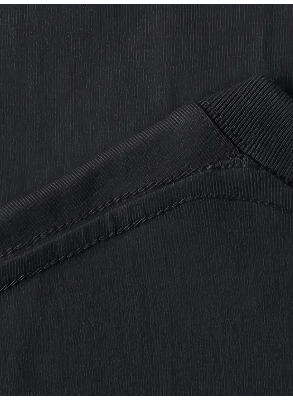 Baskılı Oversize Bisiklet Yaka T-shirt - Siyah