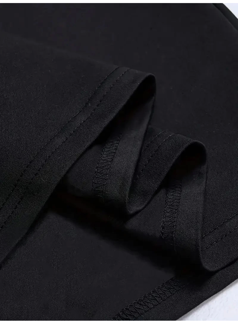 Baskılı Oversize Bisiklet Yaka T-shirt - Siyah