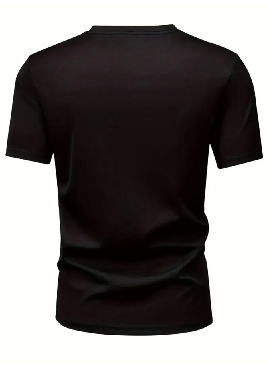 Baskılı Oversize Bisiklet Yaka T-shirt - Siyah