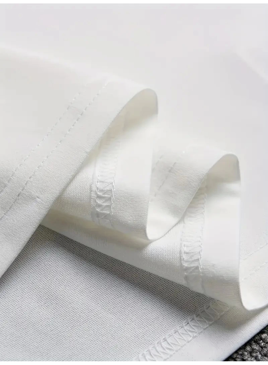 Baskılı Oversize Bisiklet Yaka T-shirt - Beyaz