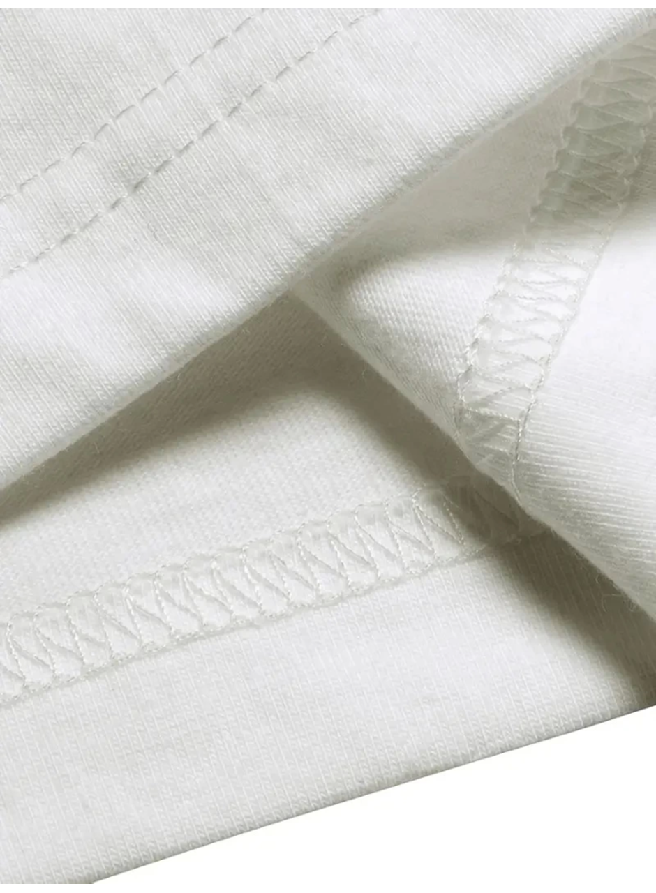 Baskılı Oversize Bisiklet Yaka T-shirt - Beyaz