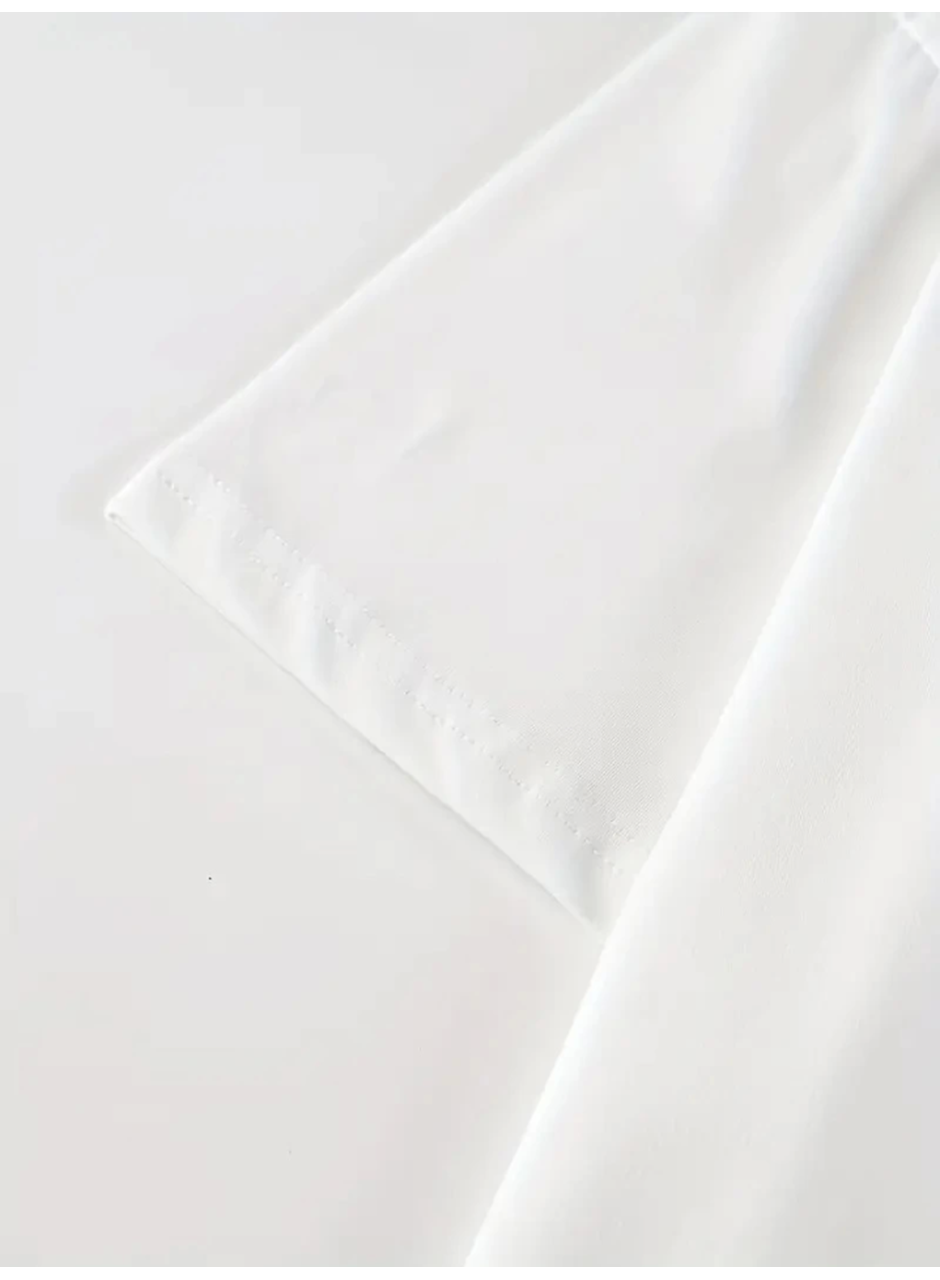 Baskılı Oversize Bisiklet Yaka T-shirt - Beyaz