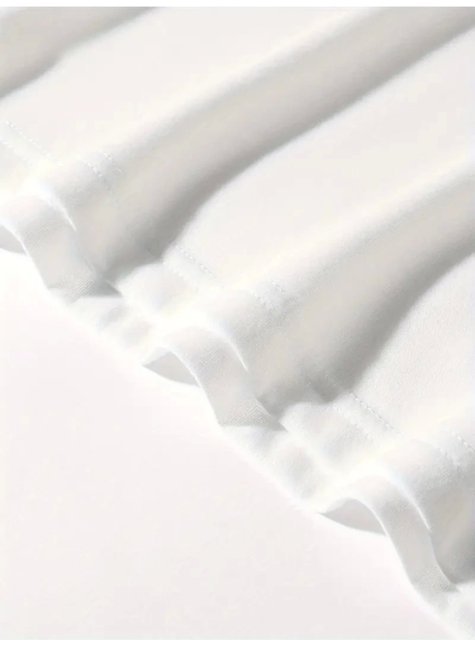 Baskılı Oversize Bisiklet Yaka T-shirt - Beyaz