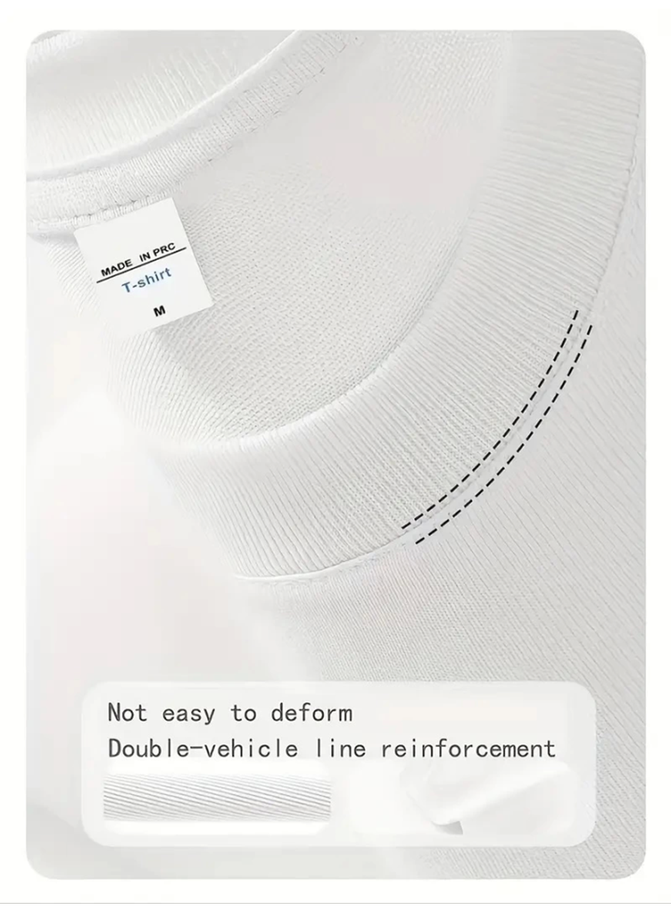 Baskılı Oversize Bisiklet Yaka T-shirt - Beyaz